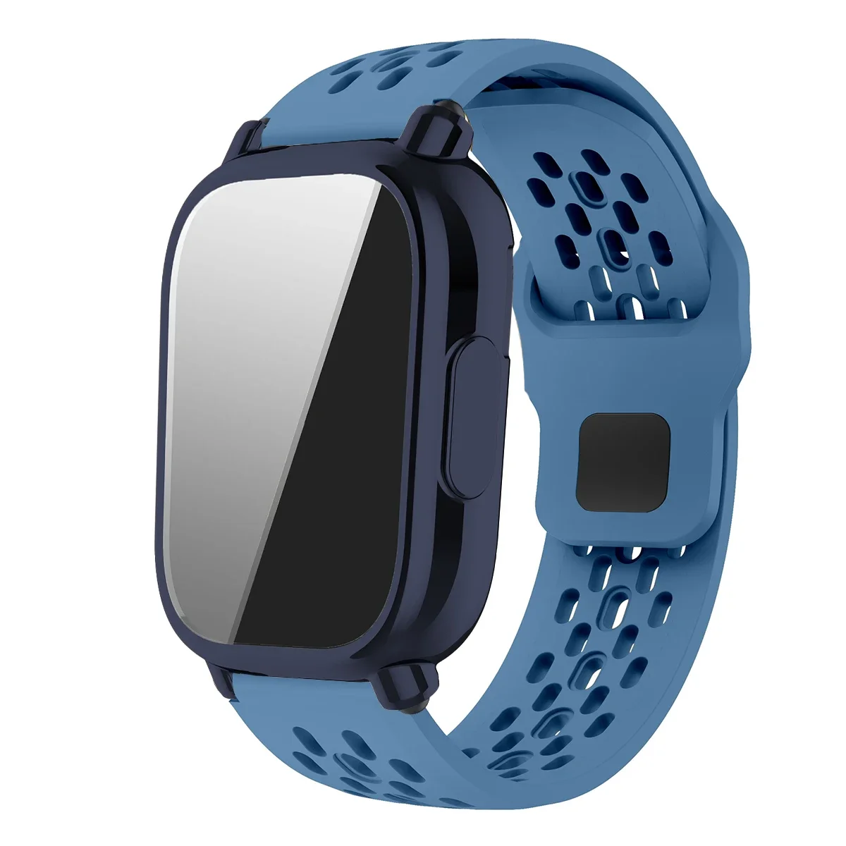 Silicone Strap and TPU Soft Shell Case with Full Cover Screen Protector for Smartwatch - Breathable Sport Band Design