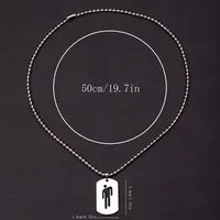Chaîne de perles de couleur argent Simple, en acier inoxydable, carte carrée, pendentif à motif pour petite personne, bijoux pour femmes et hommes 5