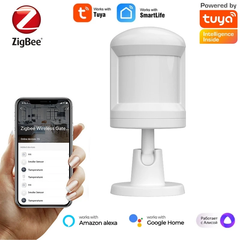 

Tuya Zigbee PIR Motion Sensor Human Body Detector Smart Life APP Wireless Home Security Protection Alarm Work with Alexa Google