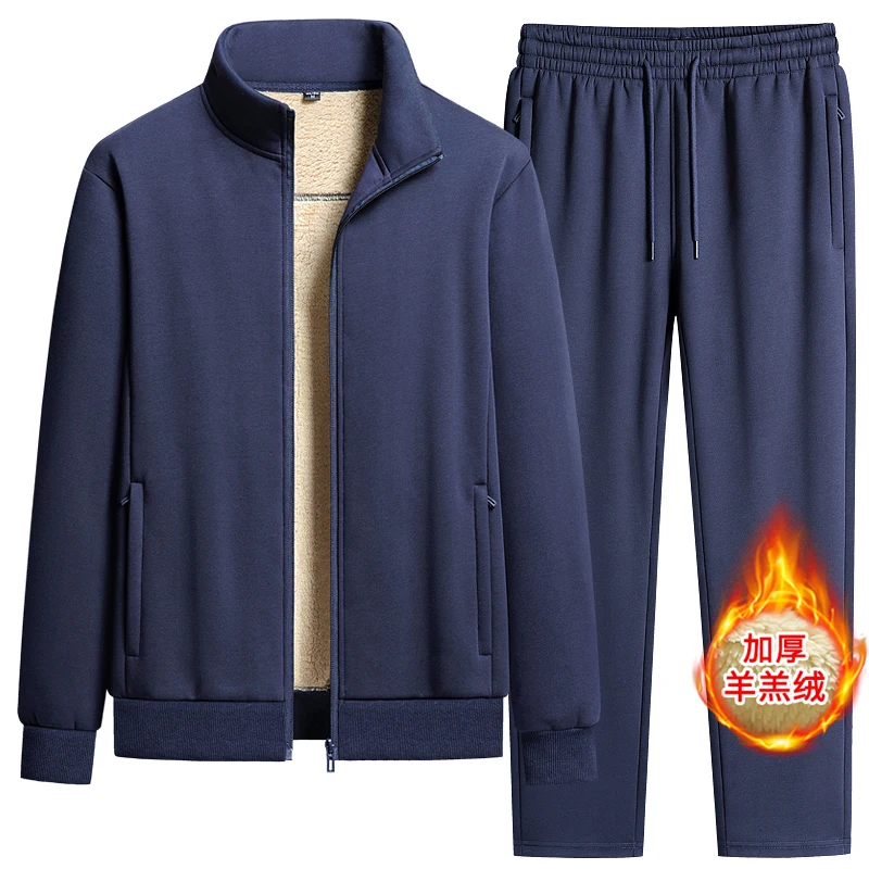 thumbnail image 1 of Conjunto deportivo de invierno para correr 2024, ropa deportiva para mantenerse abrigado, conjunto deportivo para hombre, traje de terciopelo, chándal grueso y cálido para hombre, 1 of 5