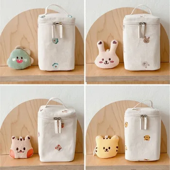 Borsa fasciatoio in cotone a forma di orsetto per mamma, organizer per pannolini con cerniera, borsa a mano da donna, borsa maternità con scomparti termici