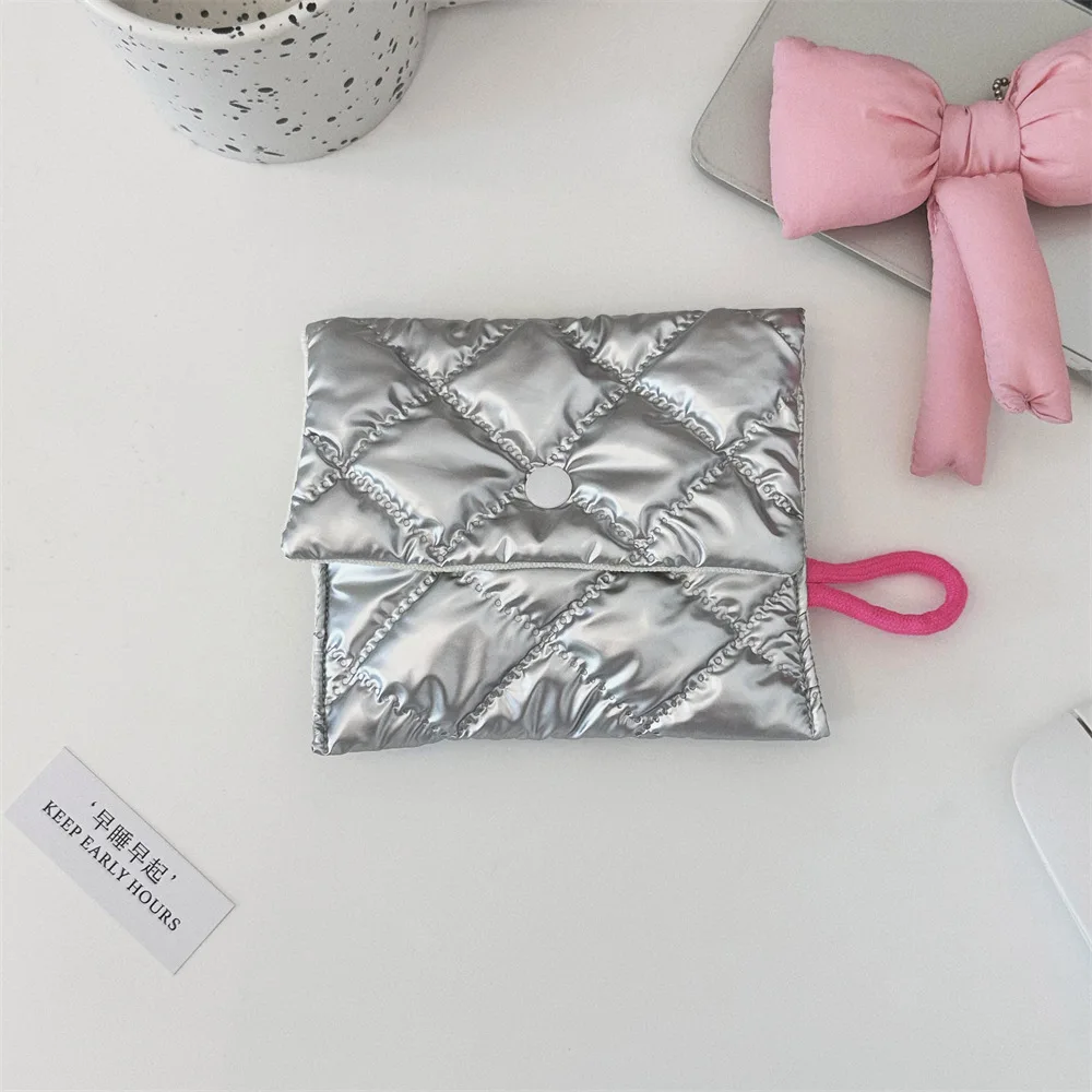 Silver Love Clutch Bag Cute Coin Bag Coin Purse Wallet Mini Makeup Bags Pouch Key Lipstick Earphone Data Cable Storage Bag