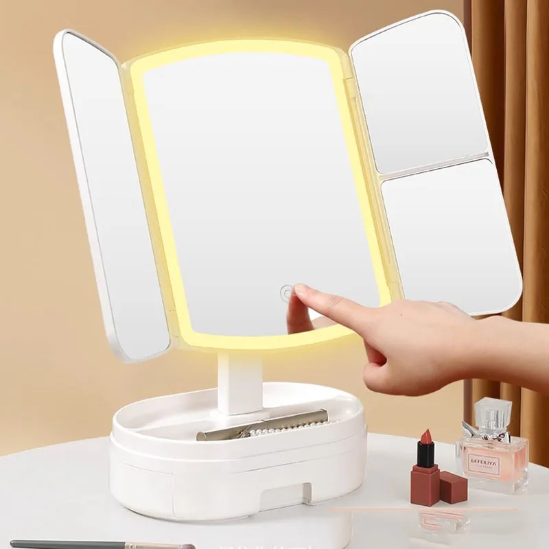 

Nordic LED Funky Mirror Light Design Bedroom Aesthetic Mirror Standing Small Espejos Decorativos De Pared Home Decoration