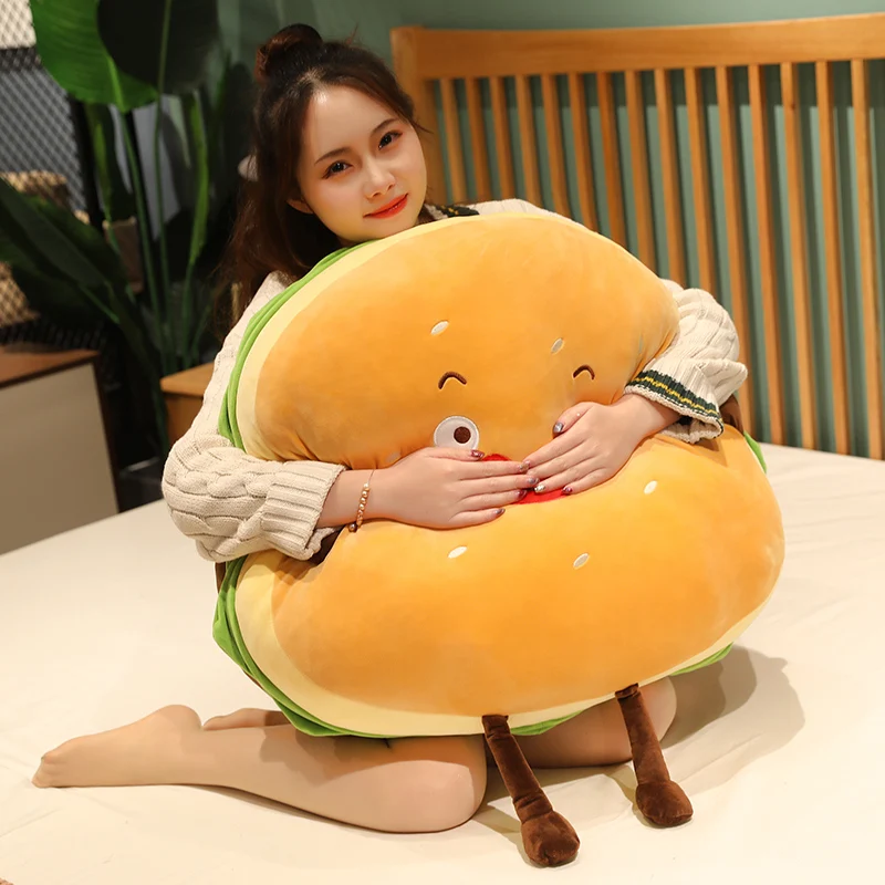 부드러운 플러시 햄버거 마카롱 베개, 부드러운  수면 장난감, 소파 쿠션, 핸드 워머 가방 펜던트, 크리에이티브 55cm, 신제품