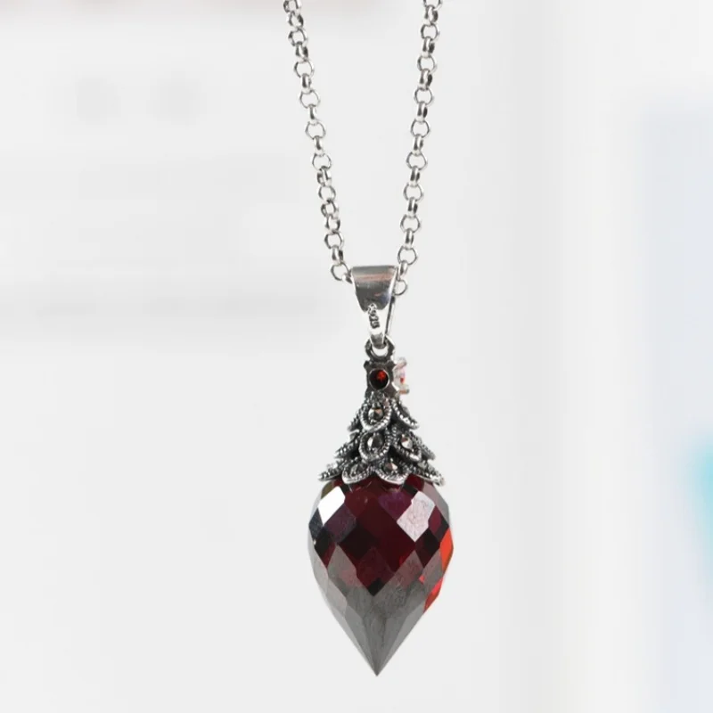 Charms Pendants S925 Sterling Silver For Women Men Waterdrop Shaped Zircon Marcasite Jewelry