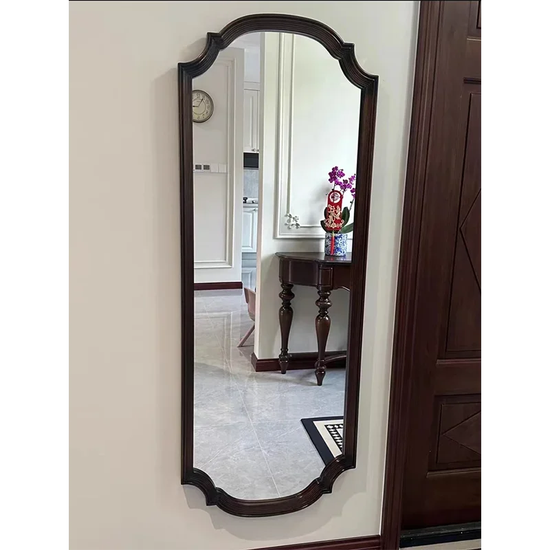 

American Retro Wall Mounted Full Body Mirror European Household Medieval Floor Dressing Mirror French Wall Mounted Fitting Mirro