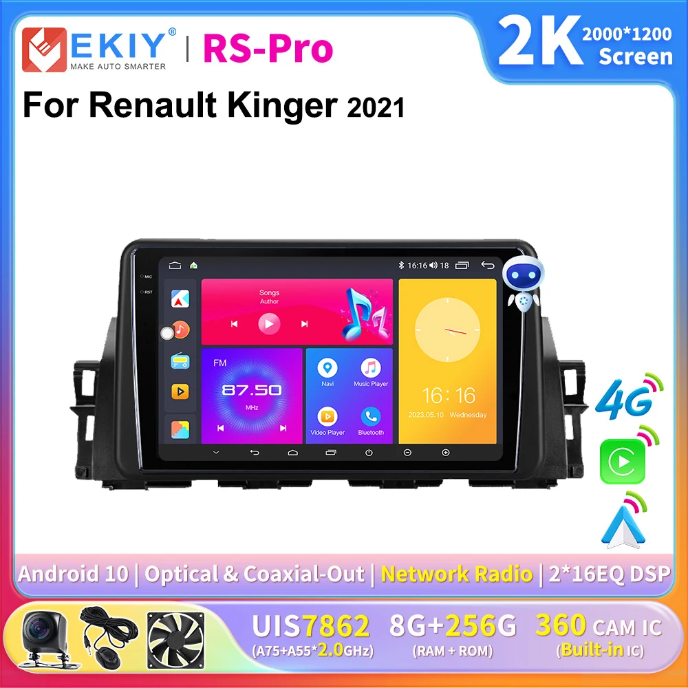 

Автомагнитола EKIY с 2K экраном для Renault Kinger 2021 мультимедийная навигация GPS Авторадио Android 10 DVD стерео 4G проигрыватель с искусственным интеллектом и голосовым помощником