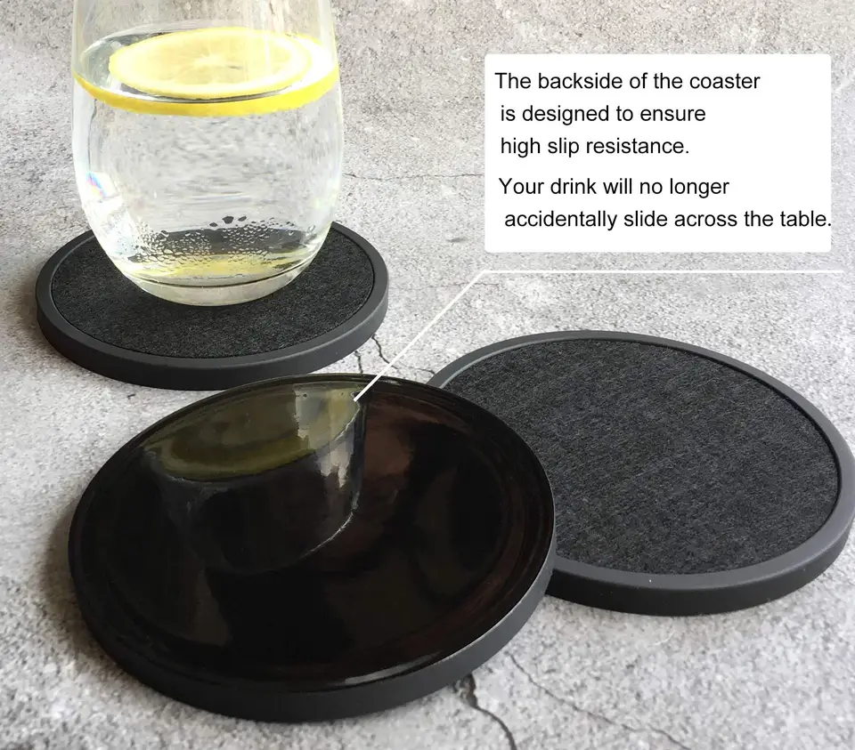 Sottobicchieri Assorbenti In Silicone Con Inserti Feltro - Confezione