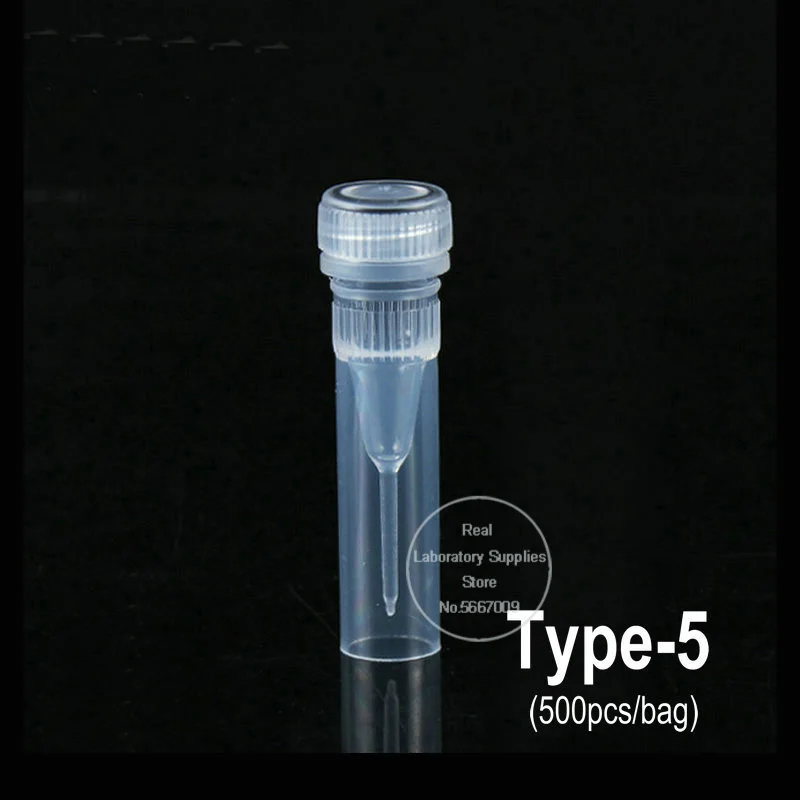 500pcs/lot 0.5ml Plastic Freezing Tube Lab Cryovial Lyophilized Bottle with Silica Gel Gasket Centrifuge Tubes