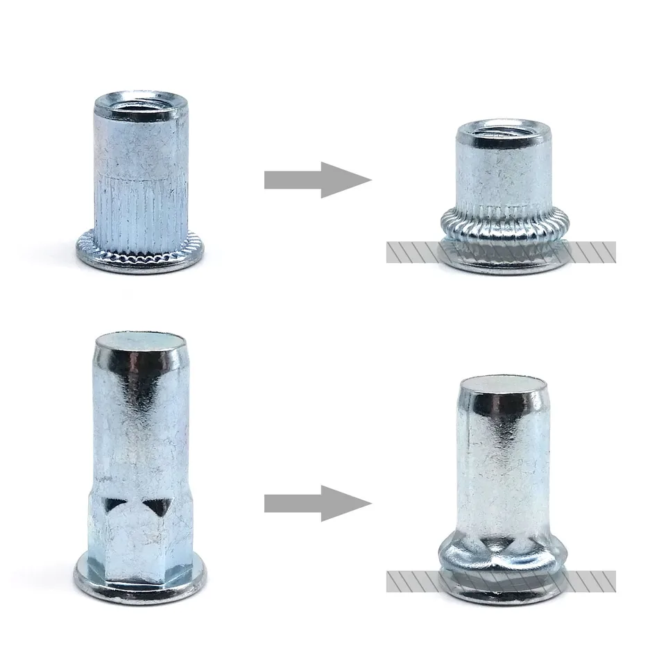 ATPWON 50PCS M8 Stainless Steel Rivet Nut Flat Head Threaded Insert Rivet Nutsert Cap Installaltion Tool