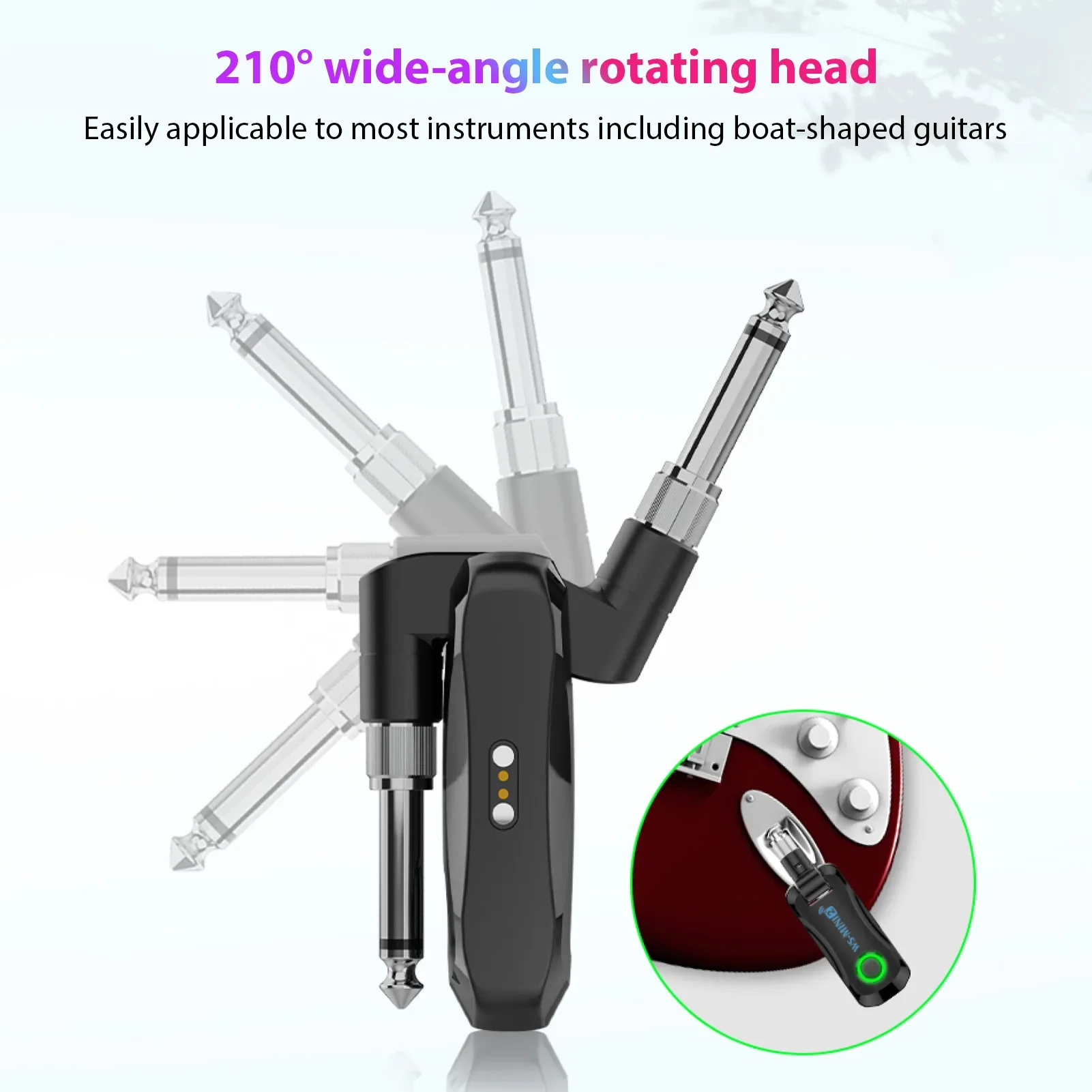 2.4G Wireless Guitar System Rechargeable Portable Transmitter Receiver Set with Charging Compartment Audio System for Electric