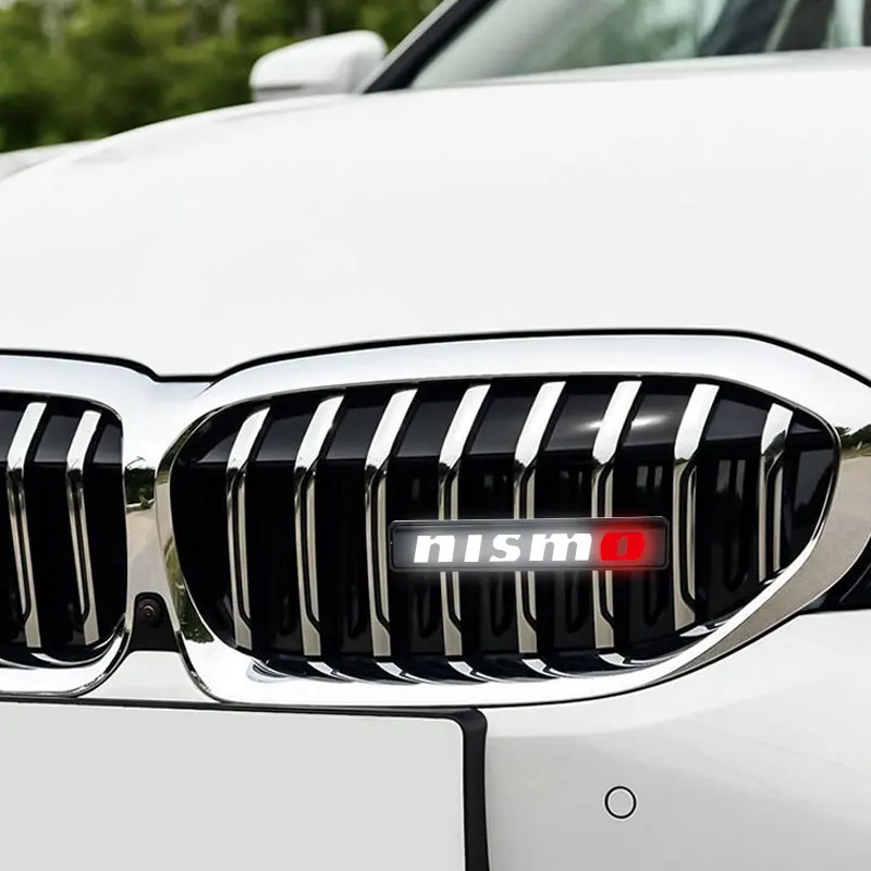 JDM LED Front Grille Badge Light - Illuminated Emblem Decal In Black With White & Red LEDs