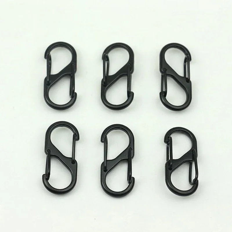 10PCS Stainless Steel S Type Carabiner With Lock Mini Keychain Hook Anti-Theft Outdoor Camping Backpack Buckle Key-Lock Tool 1
