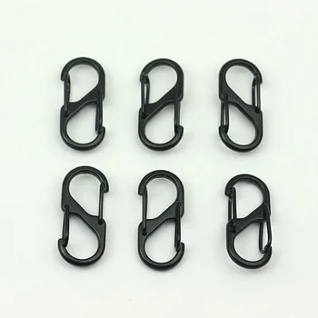 10PCS Stainless Steel S Type Carabiner With Lock Mini Keychain Hook Anti-Theft Outdoor Camping Backpack Buckle Key-Lock Tool 1
