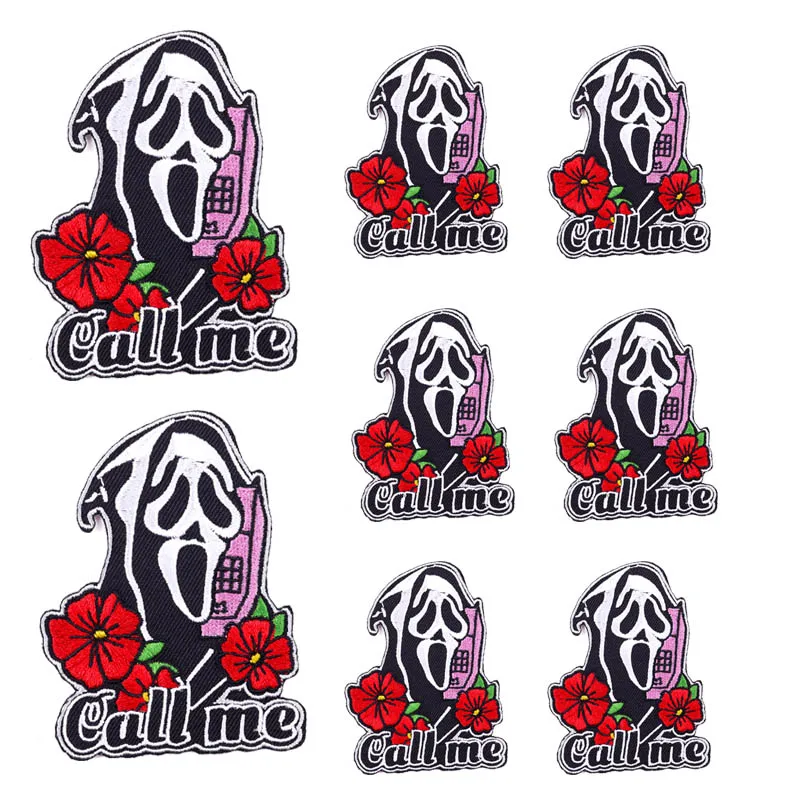 

10PCS Wholesale Punk Skull Patch Iron On Patches For Clothing Stickers Biker Embroidered Patches On Clothes Applique On Backpack