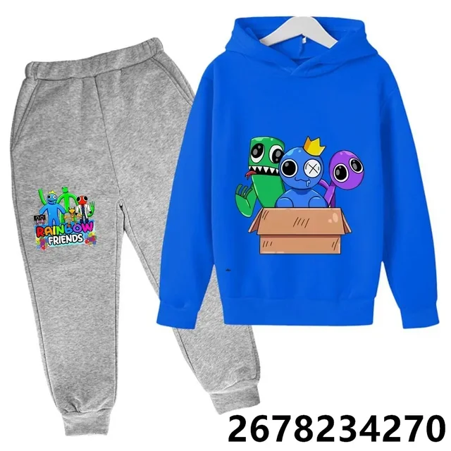 thumbnail image 1 of Nuevas sudaderas con capucha para niños con estampado de dibujos animados de amigos del arcoíris de anime, sudaderas de manga para primavera, otoño e invierno, conjuntos de sudaderas con capucha para, 1 of 5