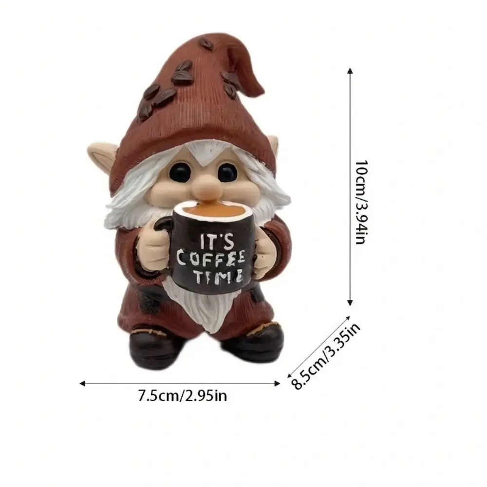 Micro Landscape Resin Coffee Gnome Figurine Cute Unique Miniature Sculpture Decorative Dwarf Statue Background Layout
