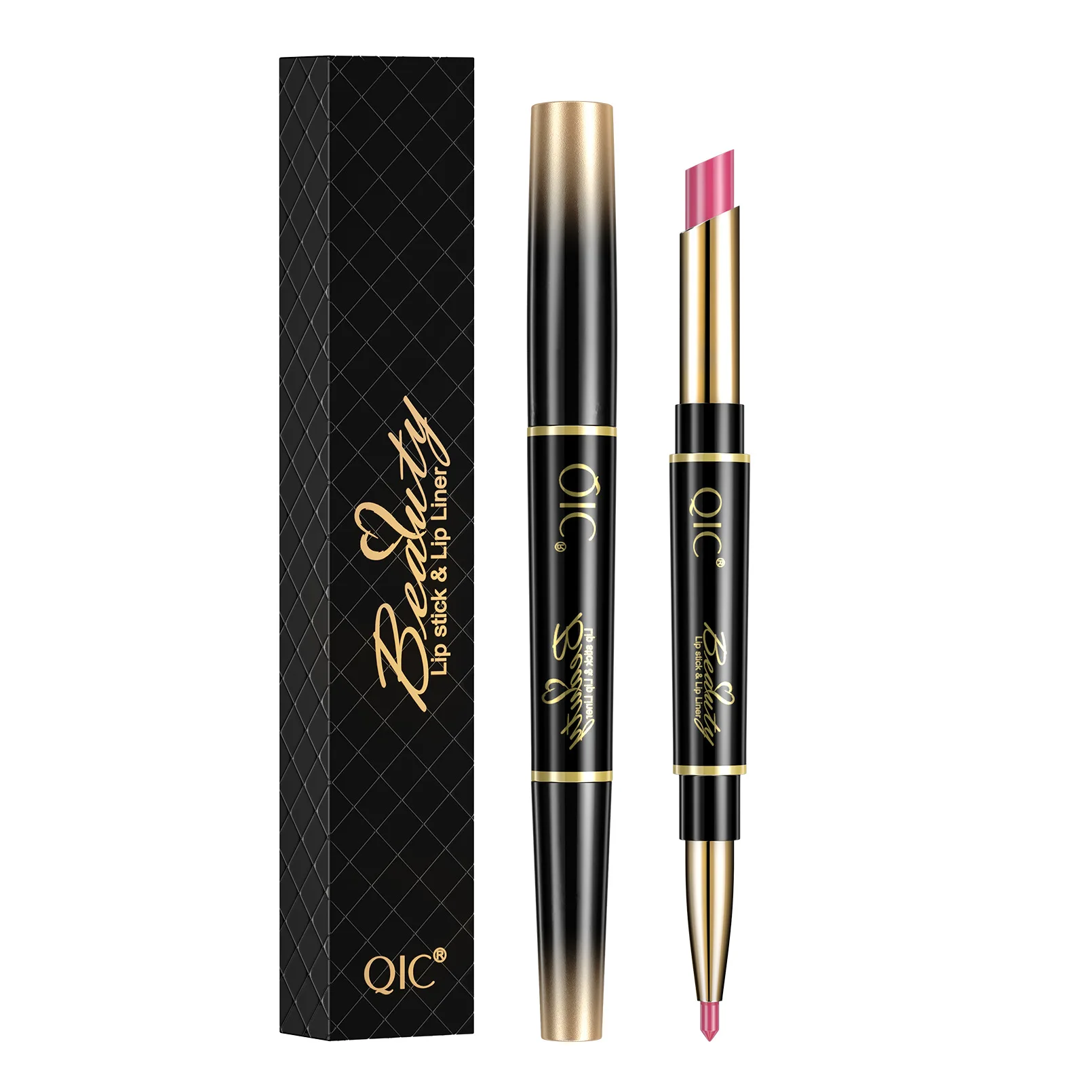QIC double head lipstick pen waterproof not makeup makeup color two in one fine tube mouth Red lip line pen 5