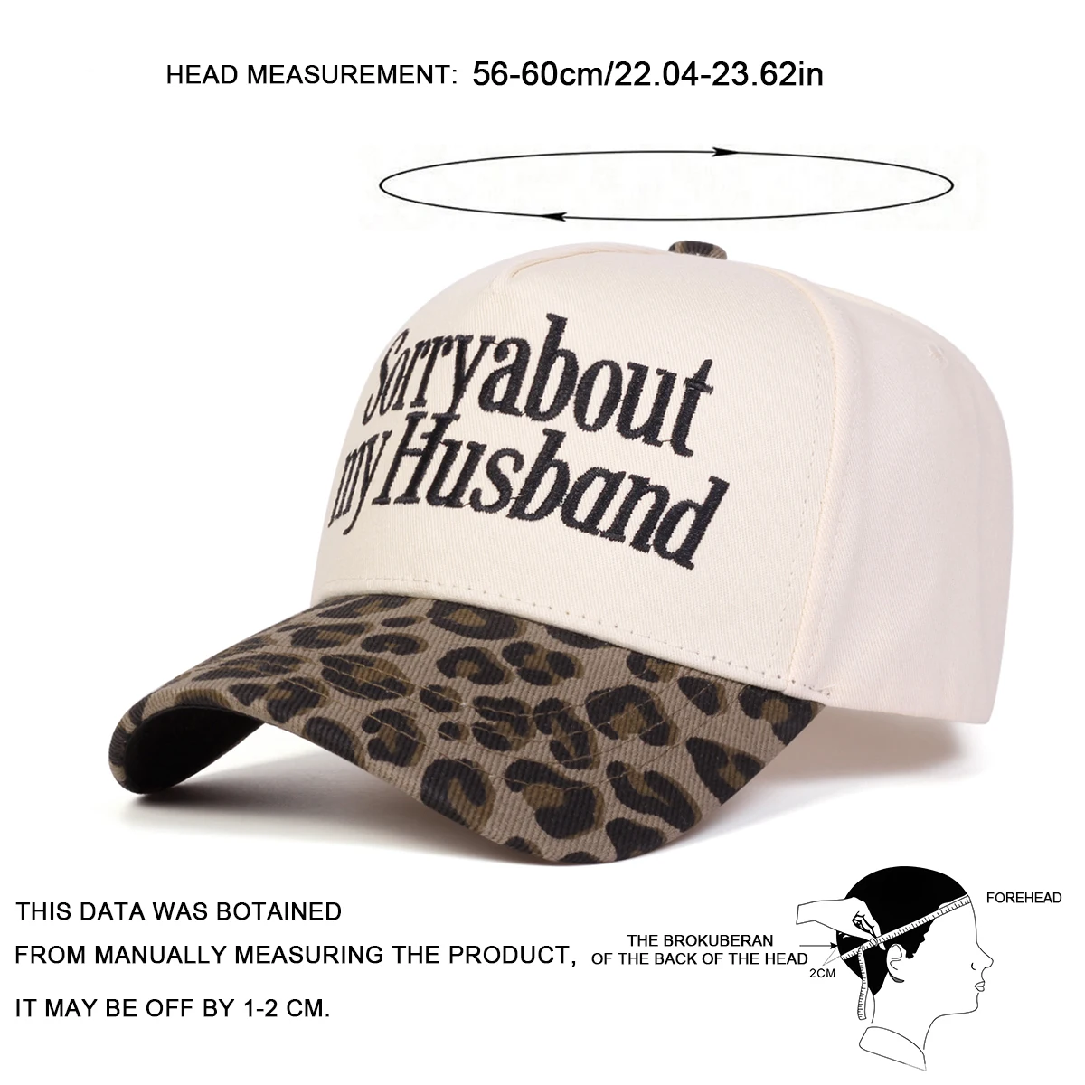 Unisex-Baseballmützen mit Stickerei „SORRY ABOUT MY HUSBAND“, für Frühling und Herbst, für den Außenbereich, verstellbar, lässige Hüte, Sonnenschutzhut, Sportkappe – Detail 7