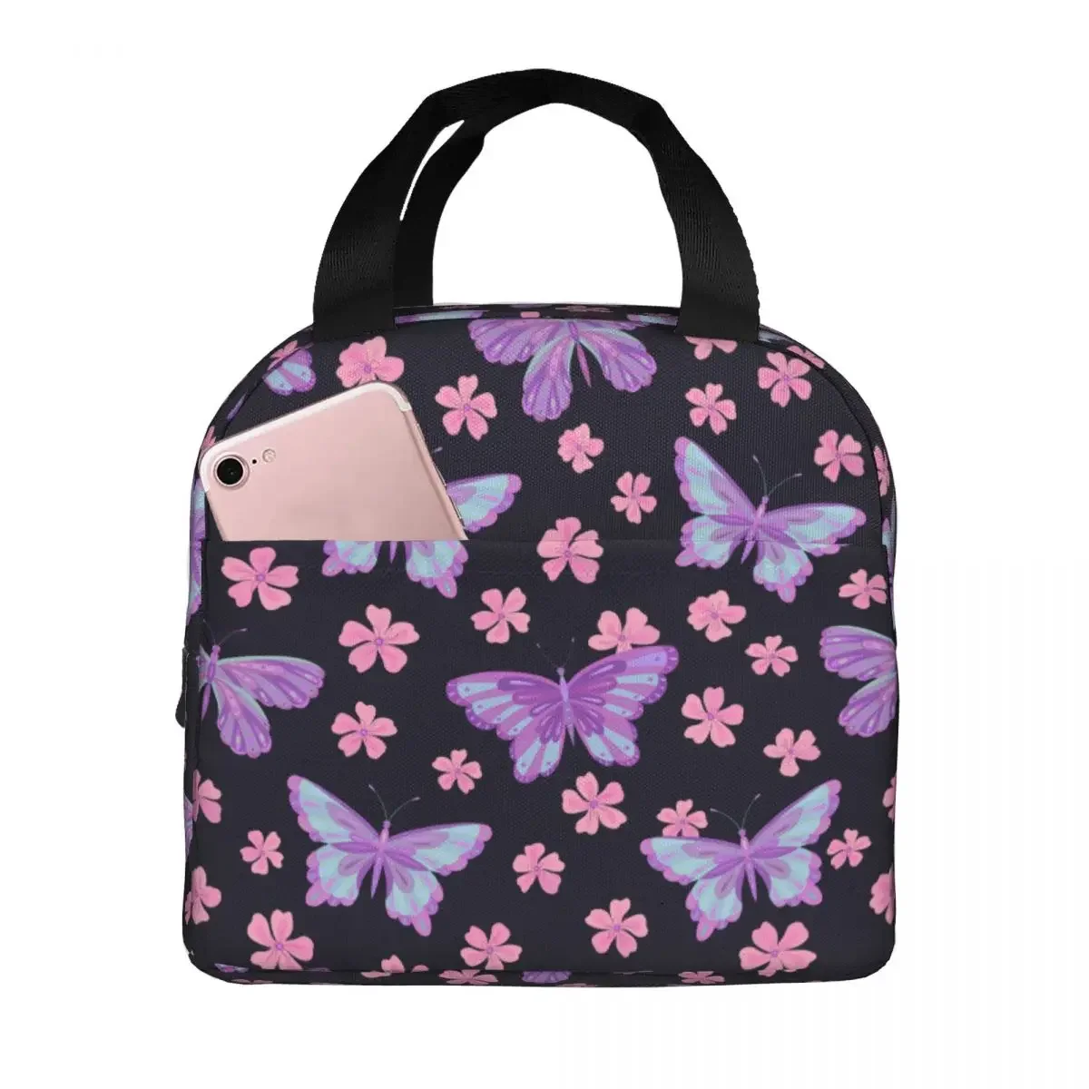

Lunch Bags for Men Women Butterfly Thermal Cooler Bags Waterproof Picnic Polyester Lunch Box Bento Pouch