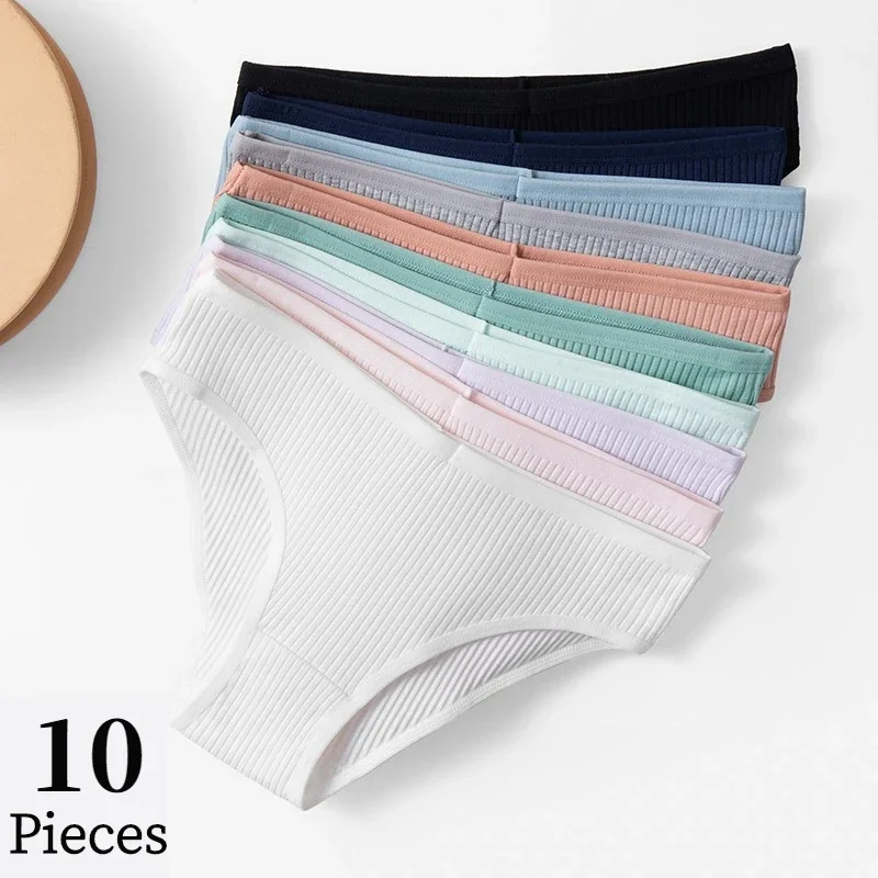 

10 PCS/Set Women's Panties Sexy Breathable Underwear Comfortable Lingerie Cotton Striped Briefs Fashion Cozy Underpants Sale