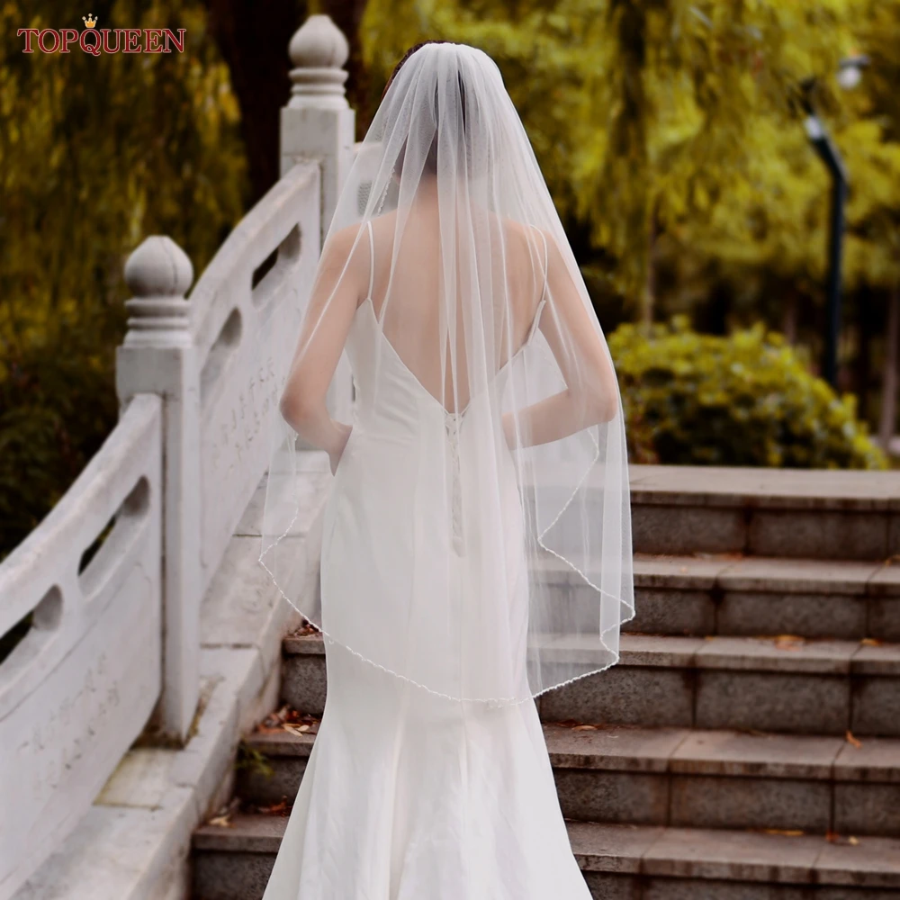 Bridal Veil Long Bridal Veils Crystal Beaded Wedding Veil Crystal Edge 1 Tier Super Soft Bride To Be Veil Short
