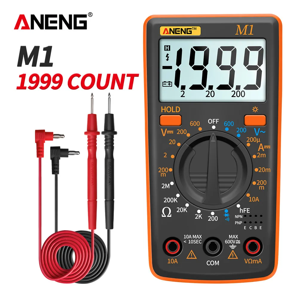 Aneng M1 Ac/Dc Digitale Professionale Multimetro Esr Meter Multimetro Tester Di Tensione Auto Multimetro A Vero Rms Dmm 400A 10A Corrente
