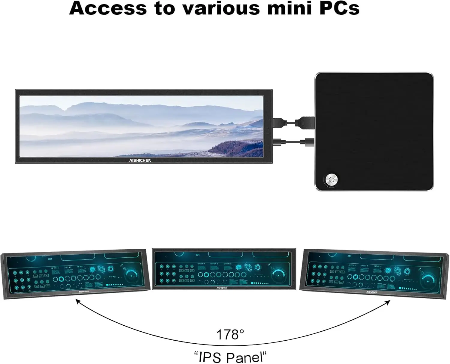 8.8 Inch PC Temperature Display PC Panel Display Computer IPS Mini Screen AIDA64 CPU RAM Temperature Computer Secondary Screen