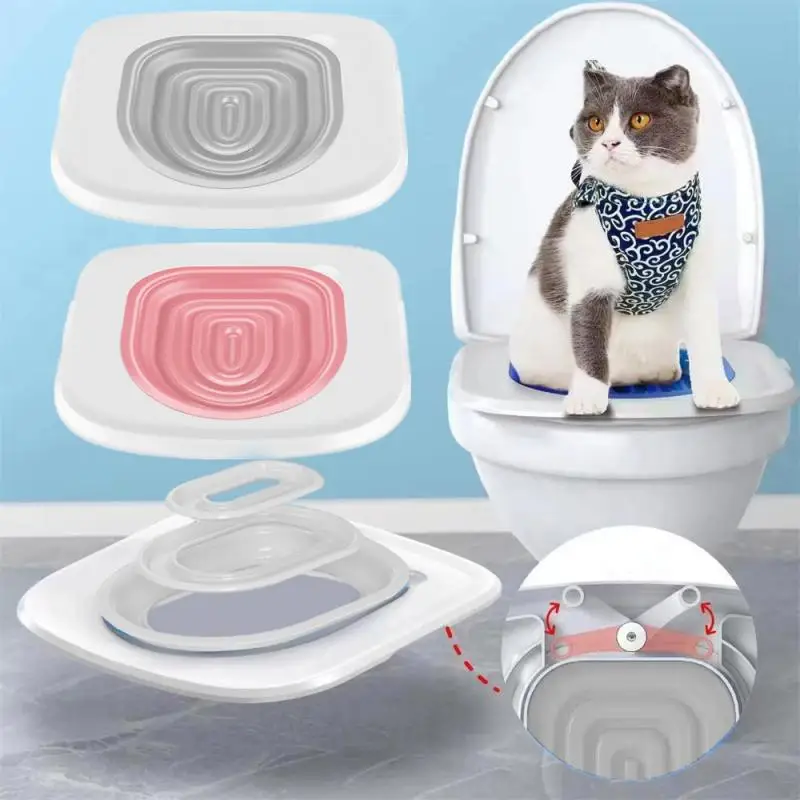 1 PC Cat Toilet Training Kit 3 Colors CoReusable Trainer Cat Litter Boxes Pets Teach Cats to Use Toilet Trainer Pet Accessaries,cat toilet trainer