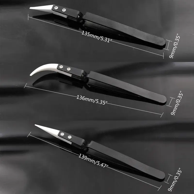 3 Pcs Stainless Steel Ceramic Tweezers Reverse Tweezers for Electronic Equipment Drop Shipping image 6