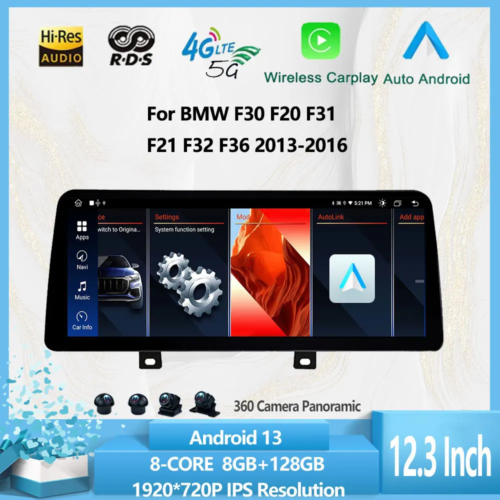 

Car Carplay For BMW F30 F20 F31 F21 F32 F36 2013 - 2016 Monitors Stereo Multimedia Radio Player Touch Screen Android 13