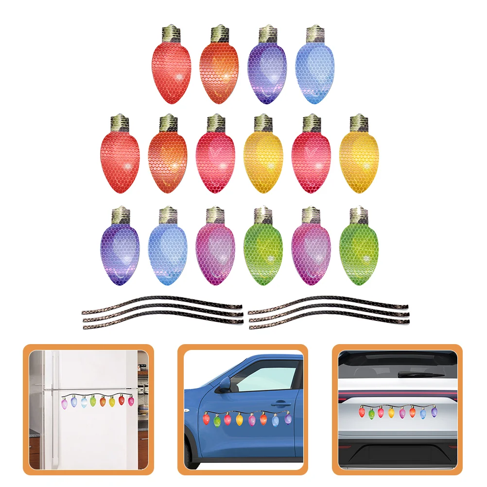 

2 Sets Reflective Magnets Decor Wire and Bulb Shaped Magnets for Refrigerator Car Decorations