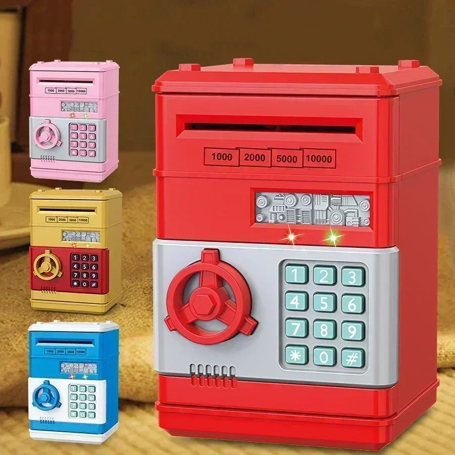 Electronic Piggy Bank Automatic Mini Safe Coins Cash Saving Money Box  Password Counter Code Key Lock Coin Bank ATM Child Gift - AliExpress
