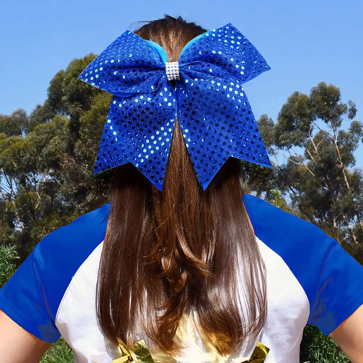 Women’s Large Bling Glitter Hair Bow with Diamond Accents