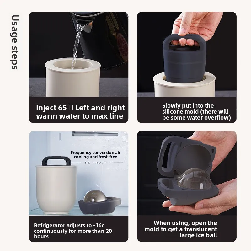 Large Round Ice Cube Maker for Whiskey and Cold Drinks