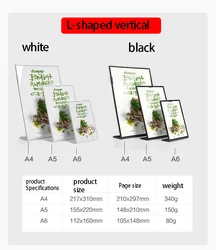 Premium Acrylic Menu Display Rack - L-Shaped Vertical Holder (A5 white)