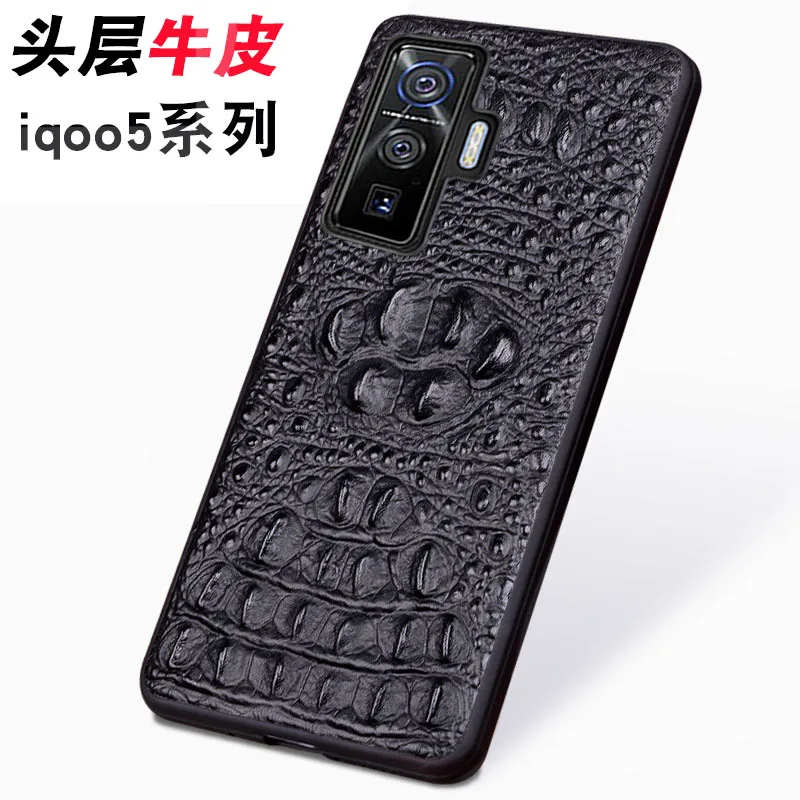 

New Genuine Leather Luxury 3d Crocodile Head Phone Case For Vivo Iqoo 5 Pro Cover For Vivo Iqoo5 Pro Cases Bag