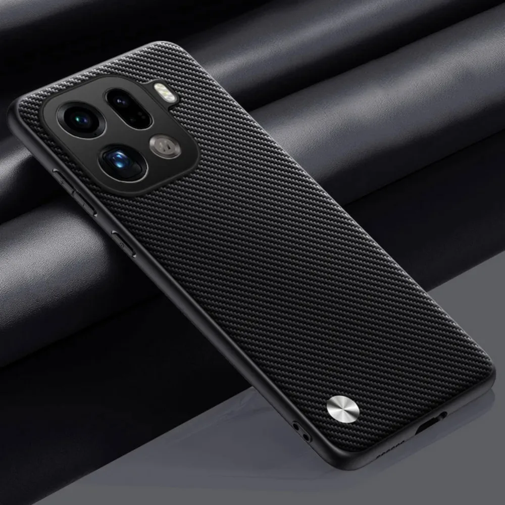 Minimalist Carbon Fiber Leather Case - Matte Soft TPU Bumper Anti-Drop Cover