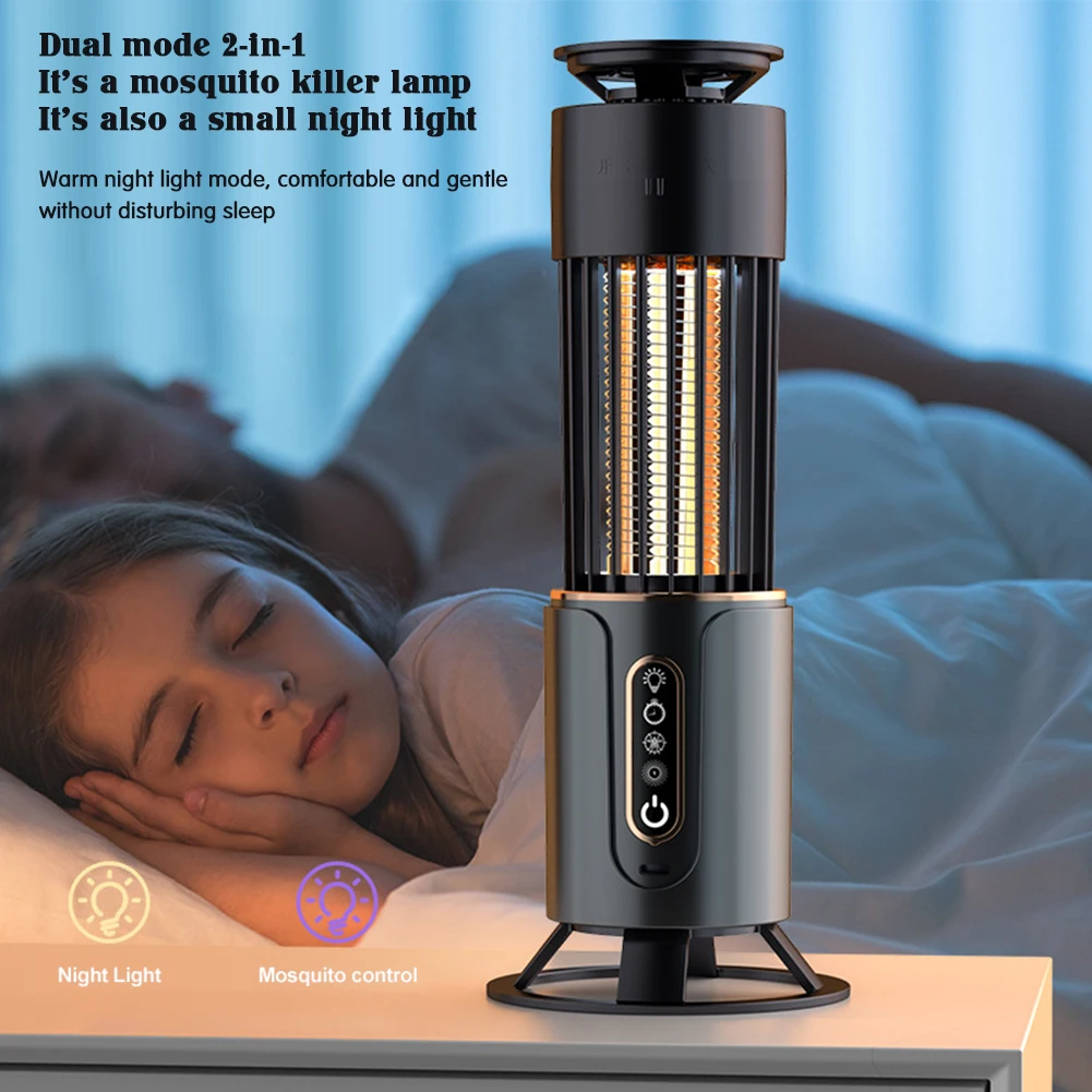LED Bugs Zappers for Indoor Outdoor 2 in 1 Mosquitoes Killer Lamp Rechargeable 360&deg; Fly Trap Lamp for Bedroom
