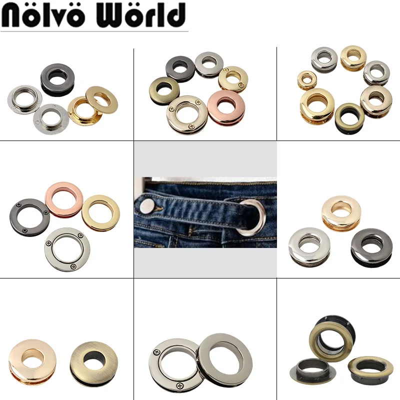 30-50PCS Metal Double Sided Eyelets With Washer For Repair Bag Shoes Belt Clothes Jeans Round Eye Rings Leathercraft Accessories
