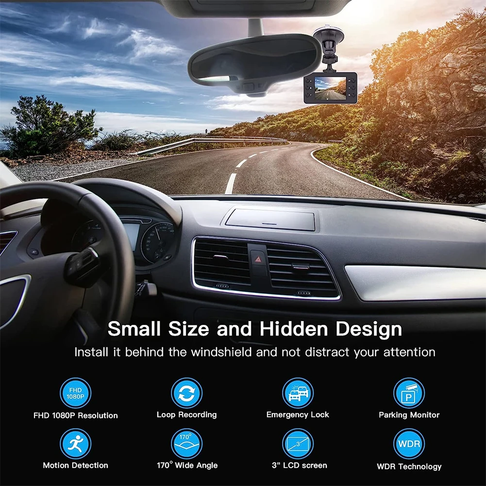 1080P Full HD Dash Cam Loop Recording Car Video Recorder Motion Detection Auto Video Camera Support TF 32G 140 Degree View Angle