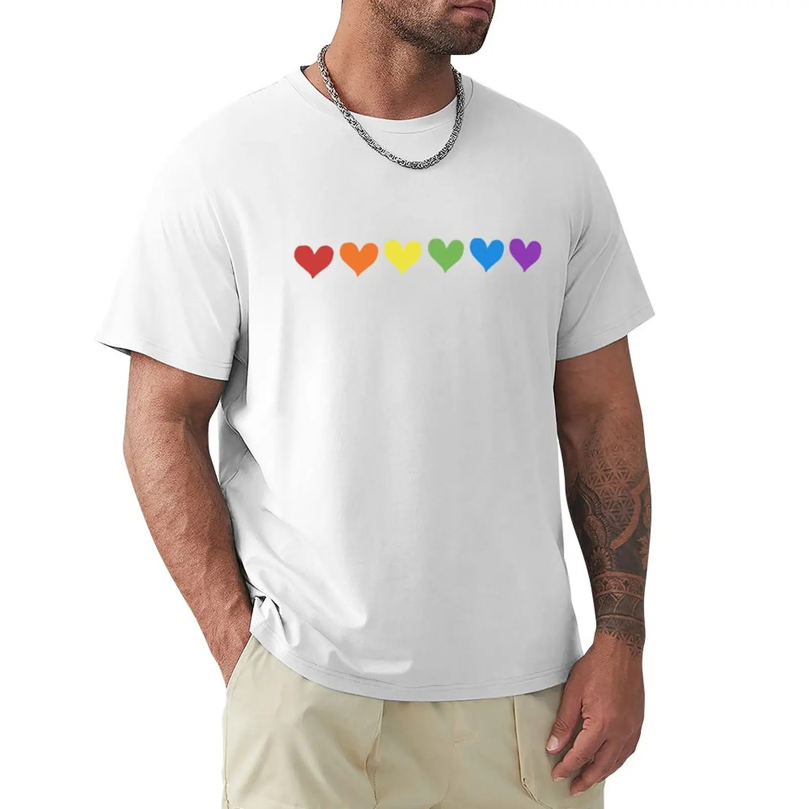 

Pride Rainbow Hearts T-Shirt plain cute clothes Short sleeve tee black t-shirts for men