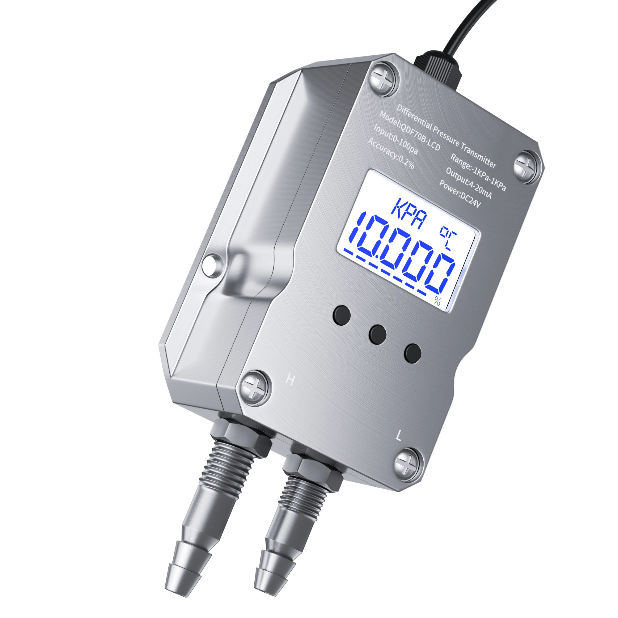 Pressure Sensor 4-20mA LCD Differential Pressure Transmitter 0-10V 0-5V RS485 Wind Pressure Sensor 1Kpa 10kp 50Pa 100Pa 500Pa 50Pa Air
