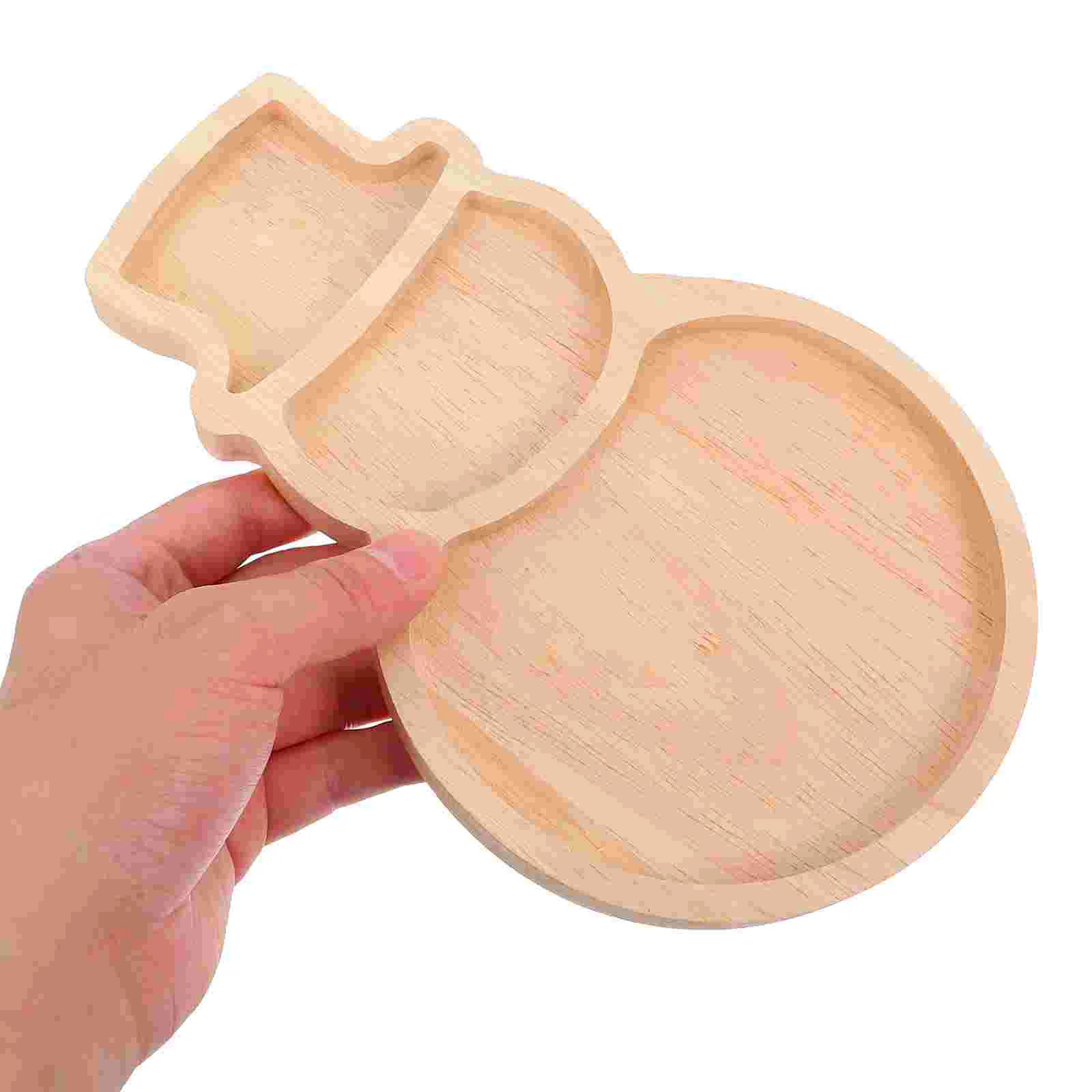 Snowman Shaped Tray Christmas Plate Snack Fruit Nuts Dessert Plates Wooden Platter Food Container Kitchen Serving Plates Dining