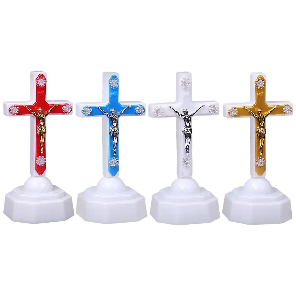3D Illusion Lamp Jesus Cross Night Night,Battery Power Bedside Lamp for Home