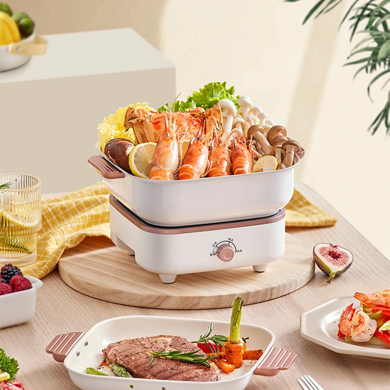 Panela Elétrica Dividida Doméstica Fogão de Arroz Portátil Fold Hotpot Frigideira Elétrica Panela Fritada Dormitório Multicooker 220v 800w