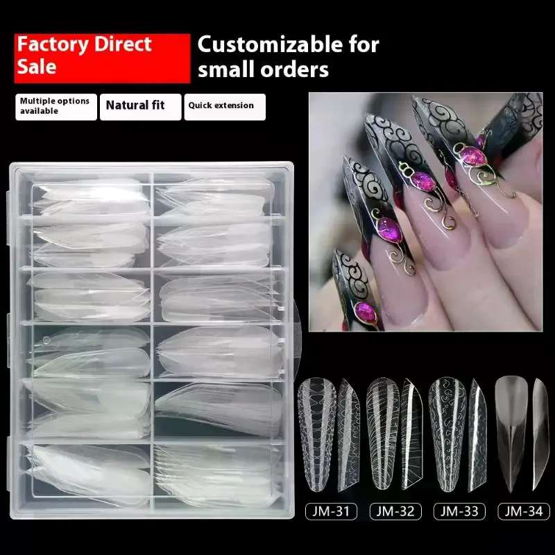 Transparent Full Cover Extension False Nail Tips - UV Gel Polish Sculpted Mold Press On Nails for Salon & DIY Manicure Tools