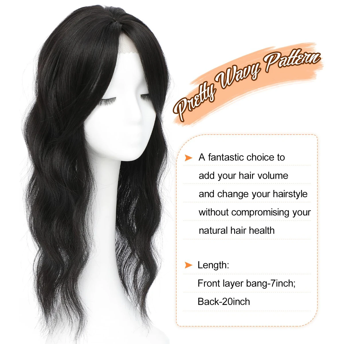 22 inches Synthetic Topper Wigs Wavy Hairpin Clip On Hair Extension Piece Naturally Curly for Woman hair extensions hair toppers