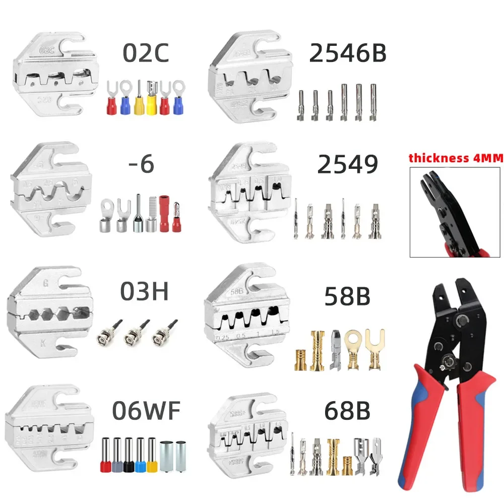 Crimping Tool Pliers Alloy Jaws SN-2546B 58B 02C 03H 06WF X6 / 06 48BS Used for Crimping Terminals，Jaw Slot Width 4mm