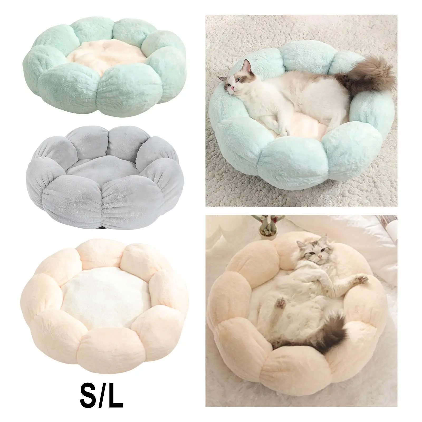 Pet Cat Bed Cage Basket Dog Kitten Winter Indoor Hooded Sleeping Warming Pad